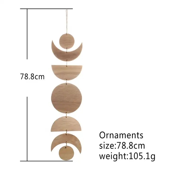 Creative Sun and Moon wooden pendant retro style decorations