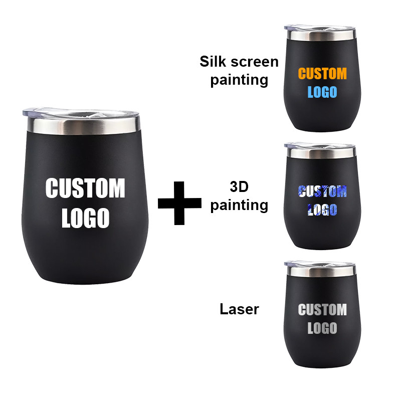 12 Oz Insulated Wine Tumbler With Lid And Straw Stainless Steel Stemless Wine Tumbler