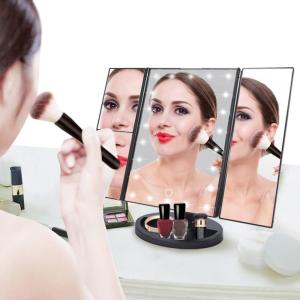 Wholesale ABS Materials Mirror Desktop trifold led vanity touch sensor makeup cosmetic mirror from china suppliers