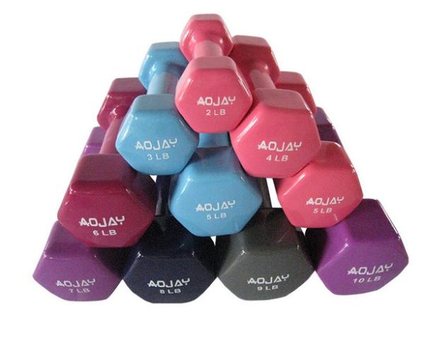 wholesale dumbbell 0.5kg yoga/gym finess equipment PVC+IRON hexagon vinyl