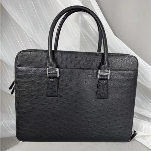 Wholesale Authentic Ostrich Skin Businessmen Working Travel Purse Laptop Briefcase Genuine Leather Male Large Top-handle Handbag from china suppliers