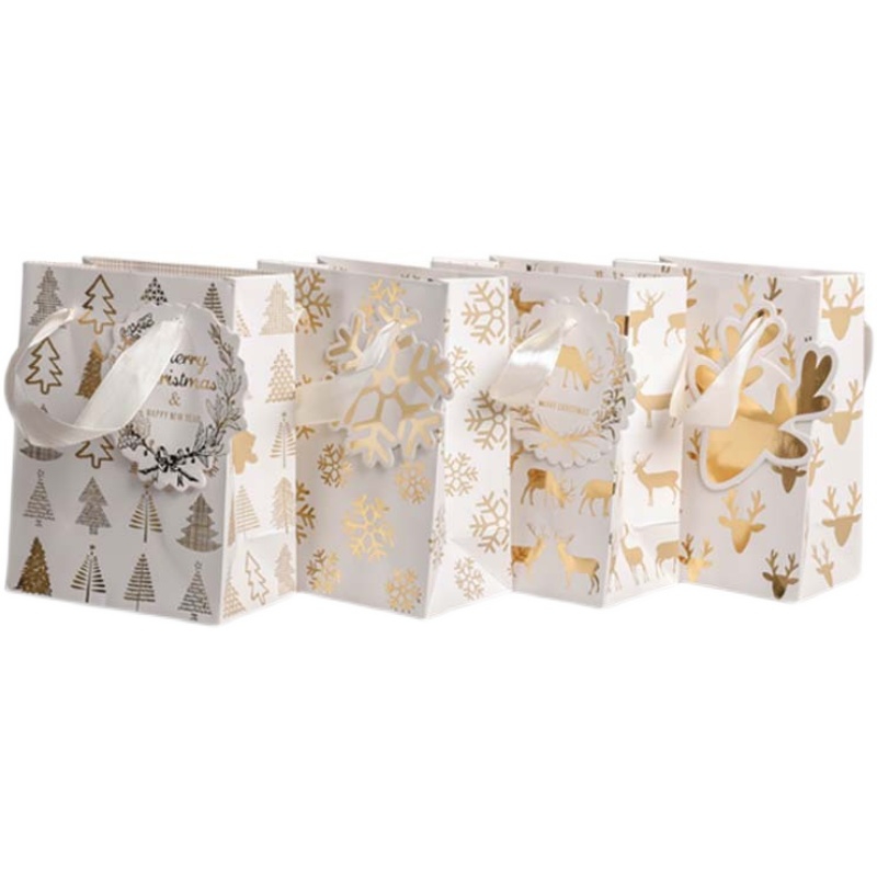 Customized gold foiled logo paper gift shopping bag