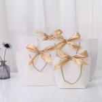 Stamping Logo Light Green Cosmetic Shopping Bag Bow Tie Ribbon White Gift Bag
