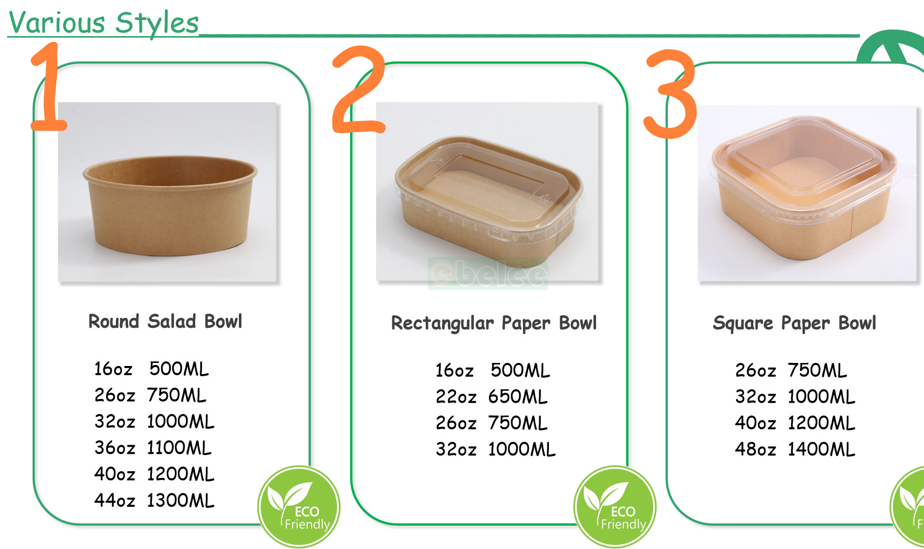 Customized Disposable Kraft Paper Salad Bowl With Lid For Food Paper Container