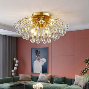 Wholesale Modern colorful crystal ceiling chandeliers for bedroom living room round Gold ceiling lights(WH-CY-162) from china suppliers