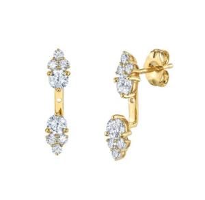 Wholesale White Cubic Zircon Cluster Diamond Stud Jacket Earrings 925 18K Gold Plated from china suppliers