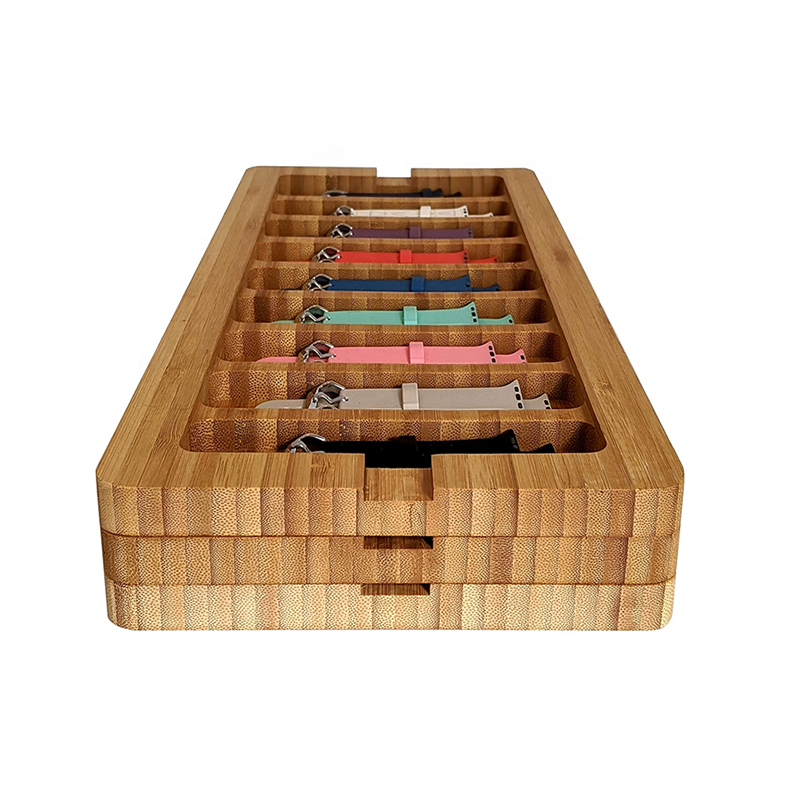 2023 Sustainable Glossy Makeup Storage Drawer Organizer Bamboo Cosmetic Display Box