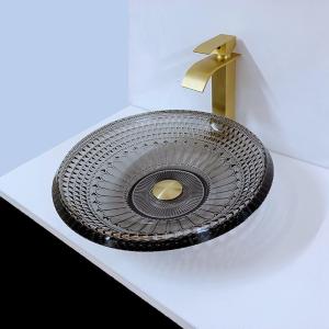 Wholesale Transparent Shallow Wash Basin Modern Round 19mm Black Bowl Sink Bathroom from china suppliers