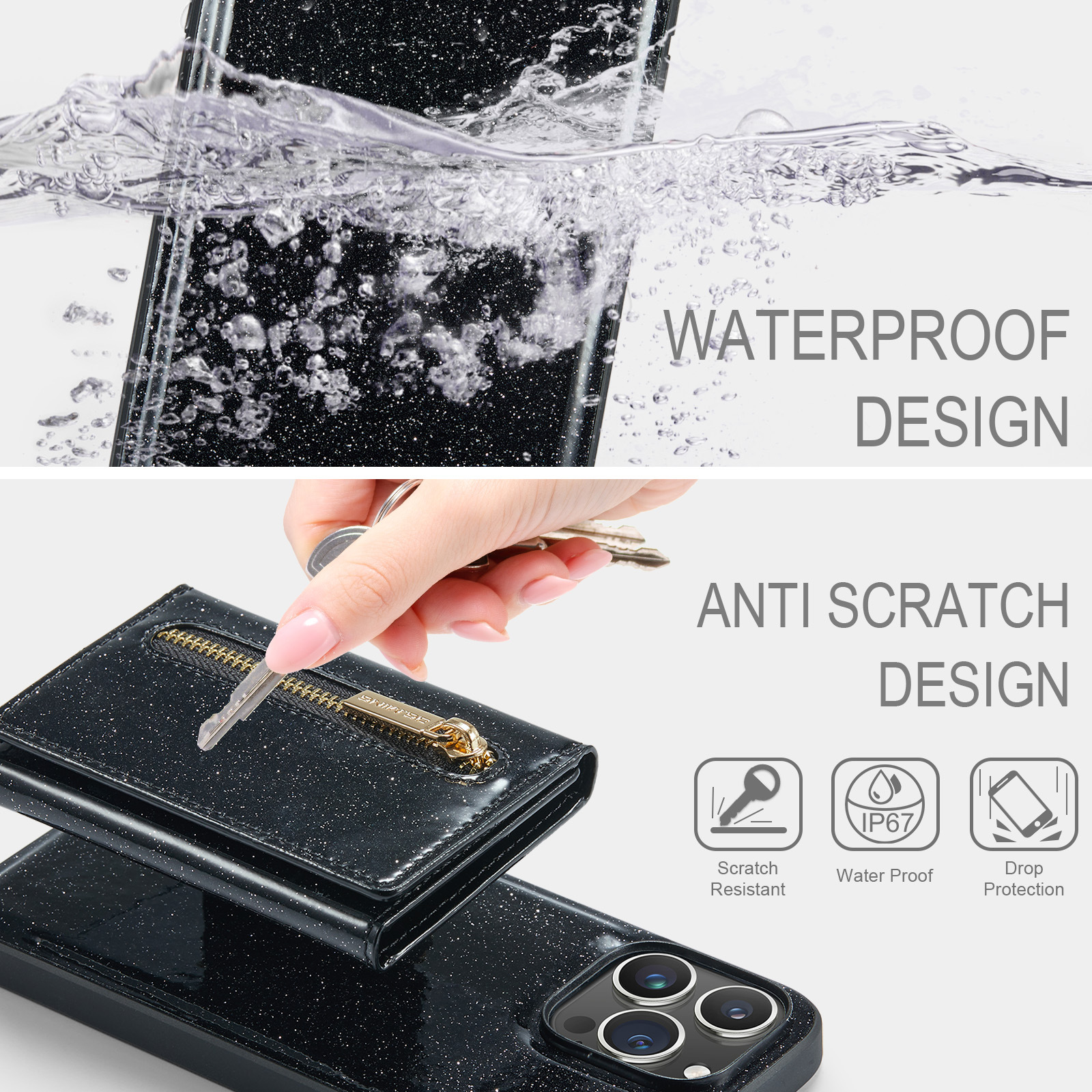 Flash Wallet Protector 2 in 1 Magnetic Mobile Phone Case for iPhone 15 Pro Max Pro 14