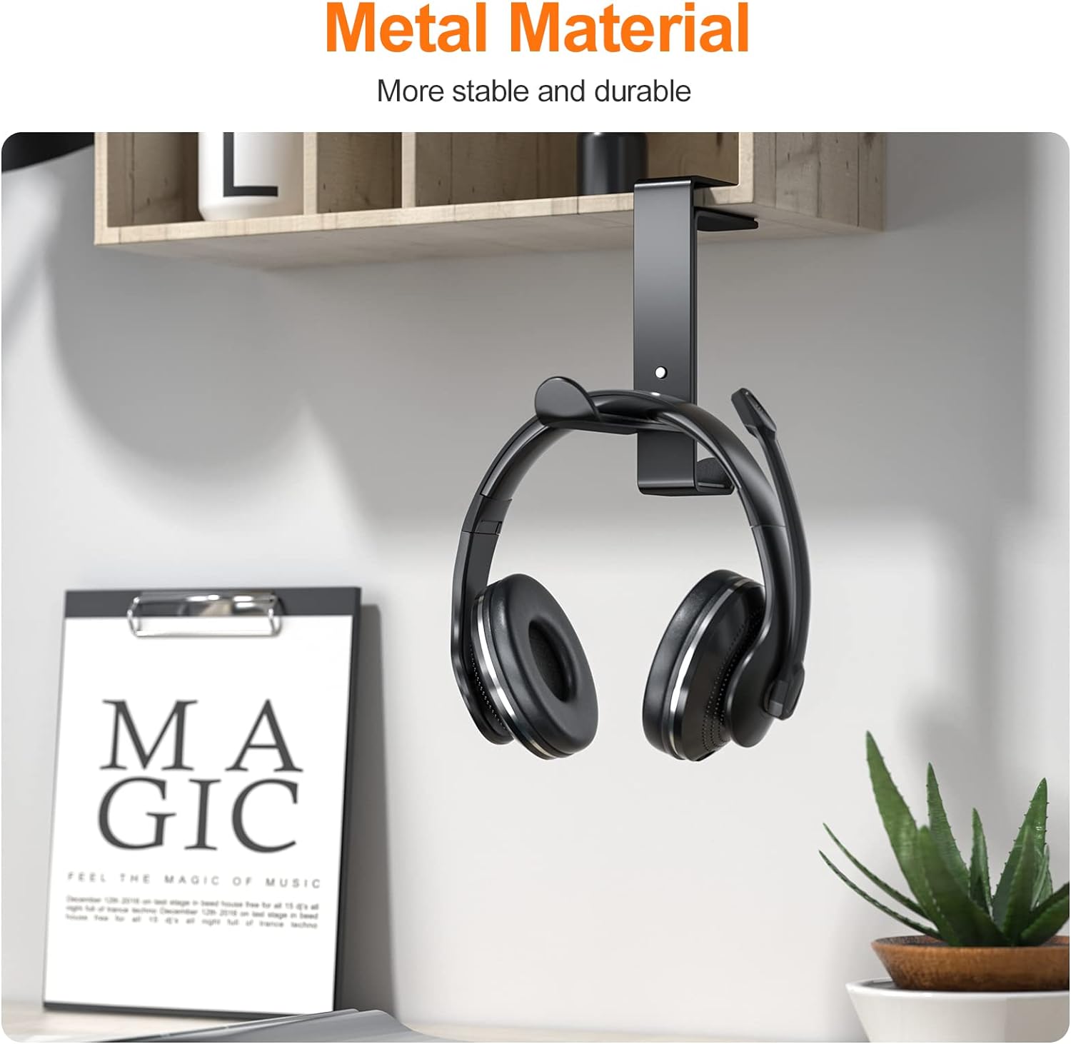 Headset Holder with Cable Organizer Adjustable Metal Headphone Stand Customized Logo
