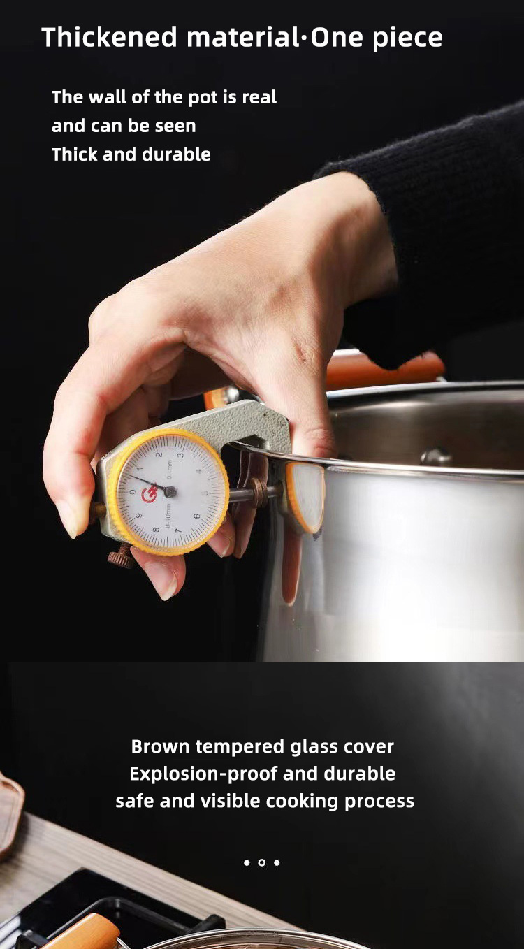 Factory Two Layer Cook Food Steamer Pot 18/8 Stainless Steel Steamer Pot With Wooden Handle