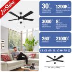 2022 52 Inch Black Appliances Asian Ceiling Fan with Light and Remote from