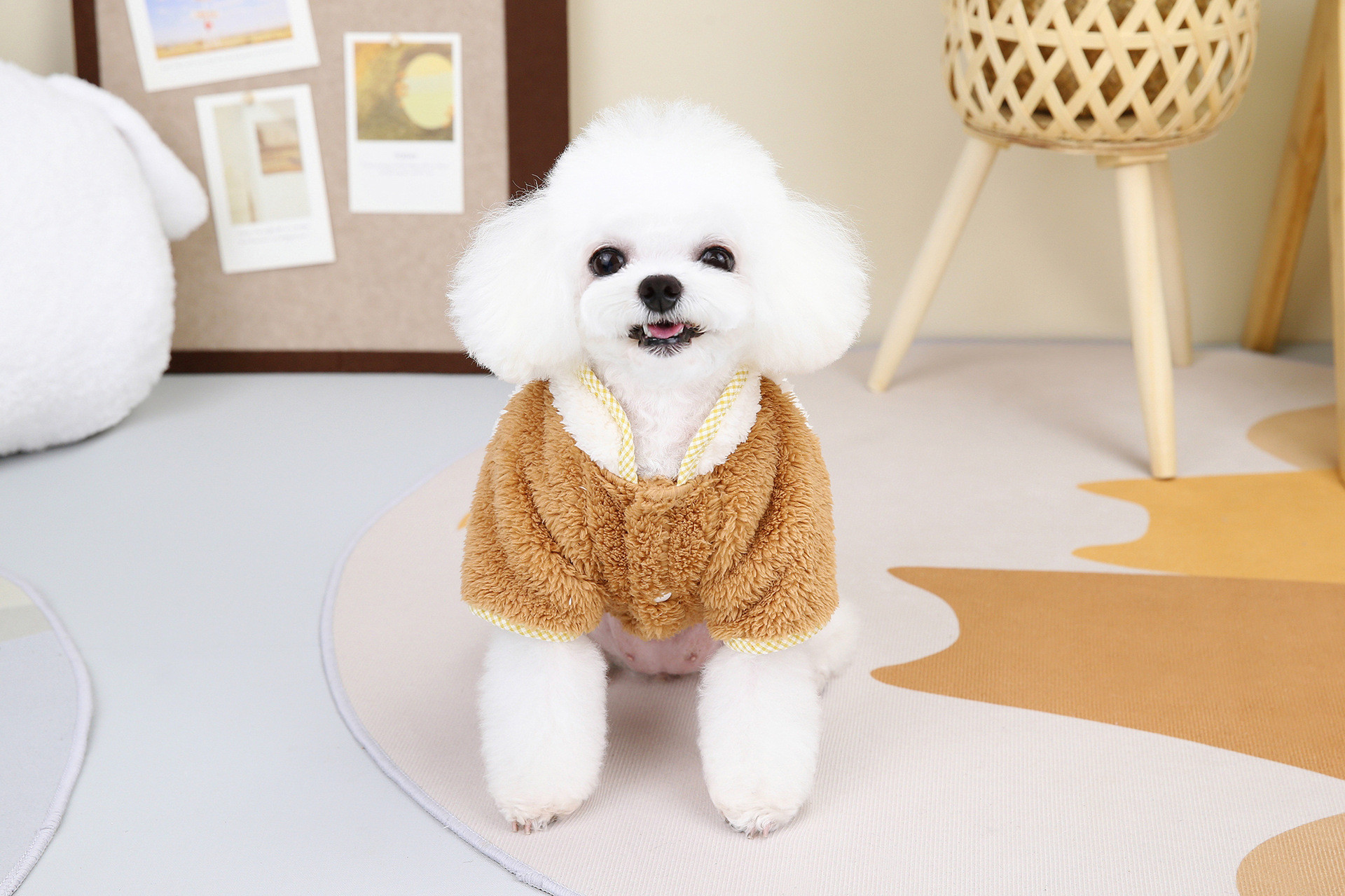 Dog Fleece Patchwork Top Pet Clothing Small Dog Autumn And Winter Cute Cotton Padded Coat