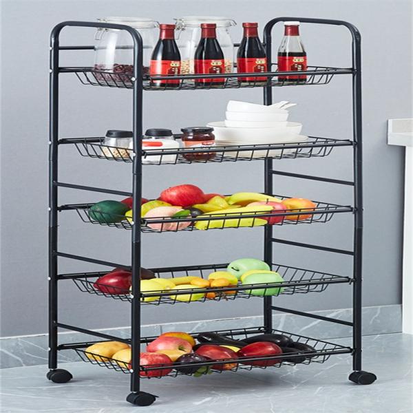 Multifunctional Kitchen Storage Rack 3 4 5 Layer Rotating Utility Trolley Cart With Wheels