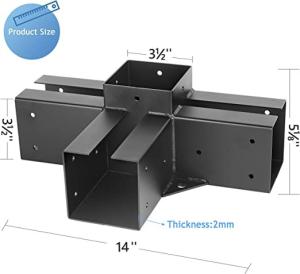 Wholesale 6x6 inches Lumber Pergola/Gazebo Hardware for Carbon Steel Q235 Black Powder Coating from china suppliers