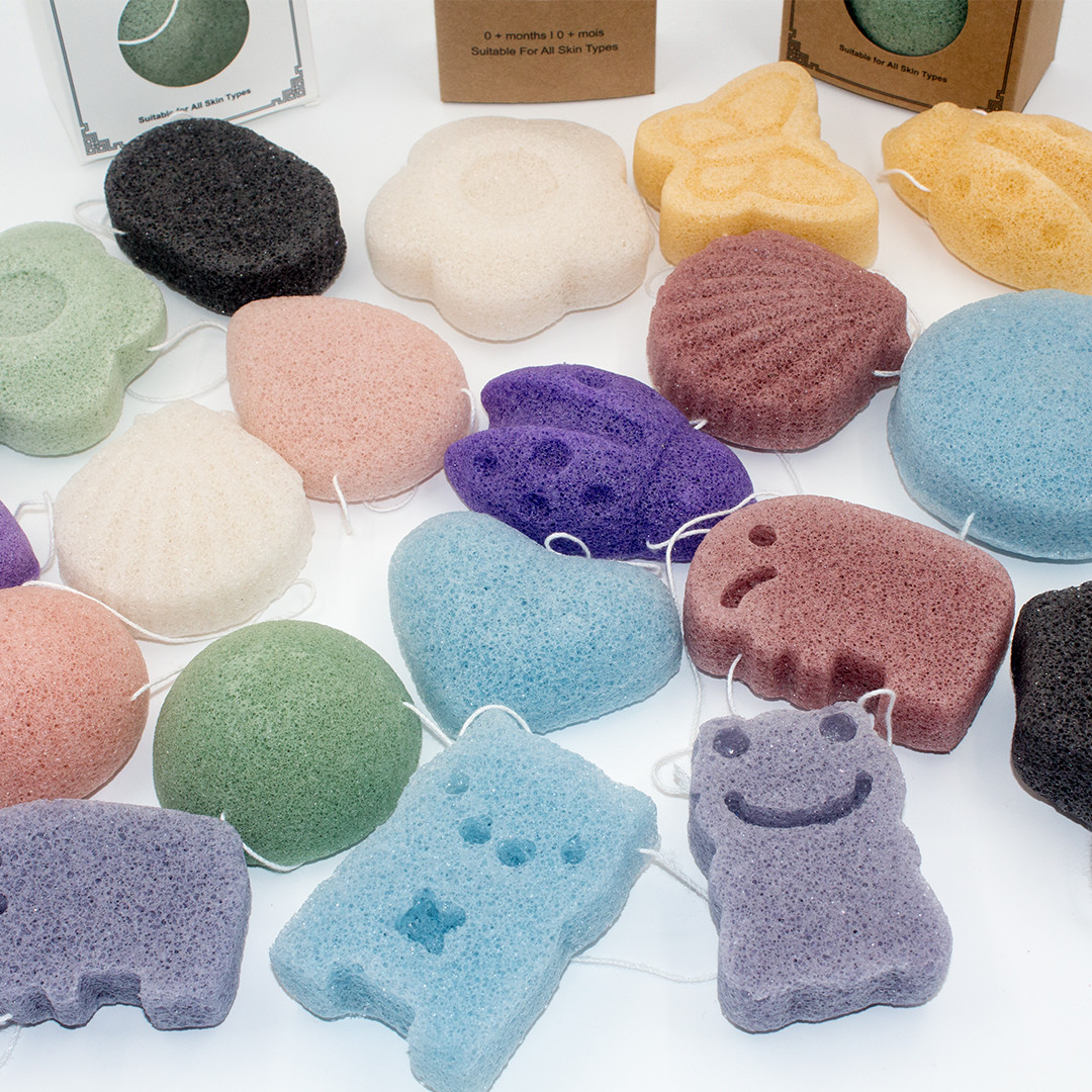 Large Natural Baby Bath Sponge Vegan Bamboo Charcoal Konjac Facial Sponge