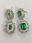 925 Sterling Silver Dubai Engagement Women's Earrings with Brazilian Emerald