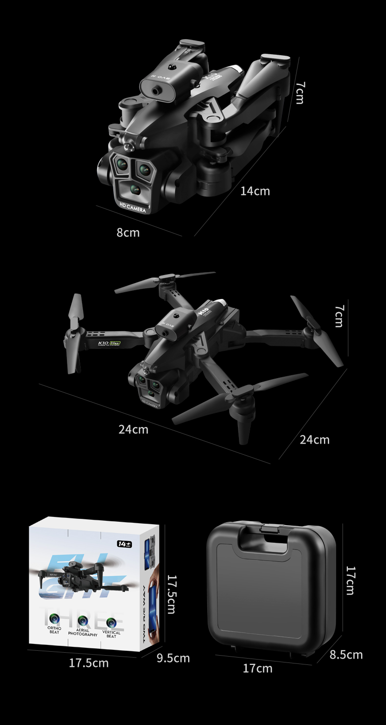 Optical Flow Drone With Triple 4k Camera Wifi Fpv Camera Stabilizer for Beginners Obstacle Avoidance RC Quadcopter 2.4G