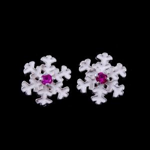 Wholesale Epoxy Stone Children Silver Jewellery , Silver Snowflake Earrings For Girls from china suppliers