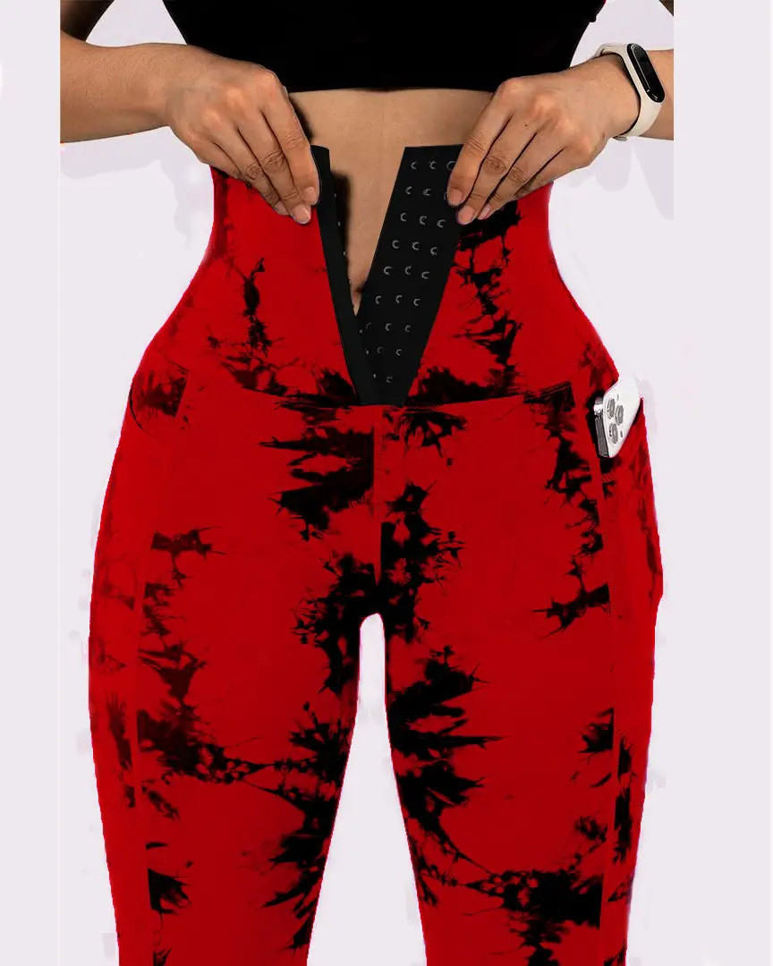 Running High Waisted Tummy Control Athletic Leggings Yoga Tights Trainer Pants Tie Dyed