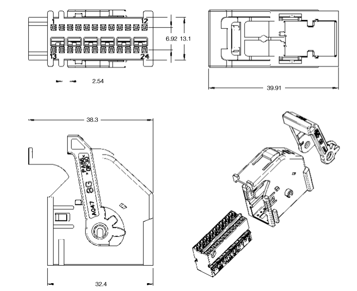 Wire To Wire Electronic Wire Connectors Housing For Femal Terminal 284224-1 284224-2