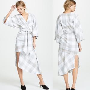 Wholesale Fall Clothing Plus Size Gingham Kimono Style Wrap Dress For Women from china suppliers