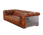 Aviator Chesterfield Distressed Vintage Aluminium Plated Industrial Sofa
