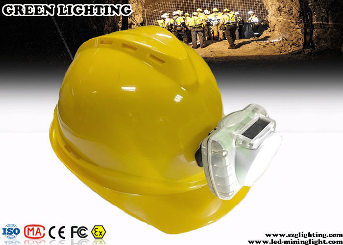 Yellow Cordless Rechargeable Miners Headlamp , Hard Hat Headlamp Lightweight