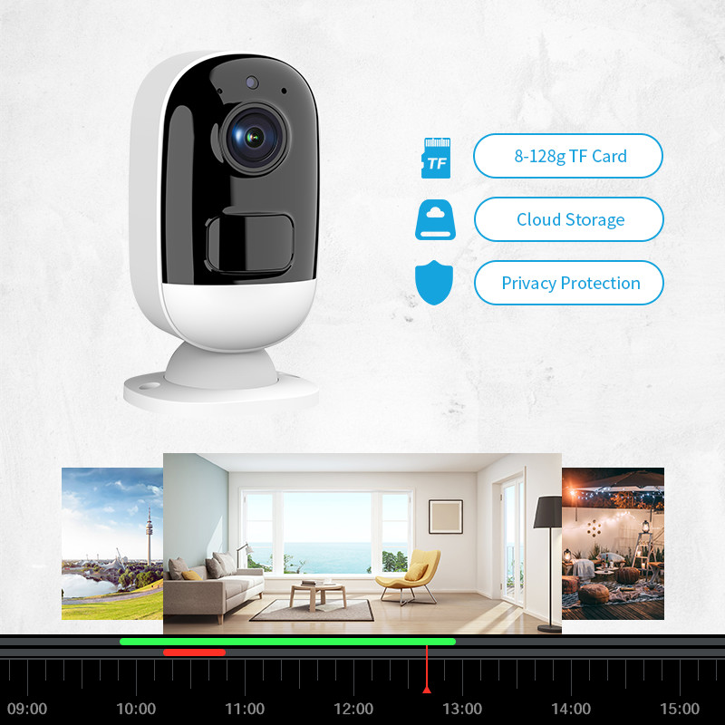 Glomarket Smart Home Wifi Wireless Camera Low Power 3MP Solar Battery Hd Night Vision WIFI Baby Audio Monitor Camera