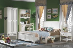 Wholesale white youth solid wood 1.8m bed room set bed furniture from china suppliers