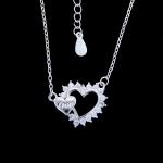 Beautiful Ladies Sterling Silver Cubic Zirconia Heart Necklace Jewelry Korean