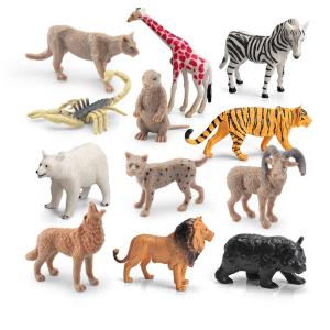 Wholesale Wildlife Animal Model Toys 12 PCS Mini Lion Wolf Polar Bear Tiger Scorpion Figurine Family Party Favors from china suppliers