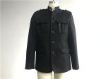Black Color Cavalry Twill Mens Medium Trench Coat 4 Pockets Button Through