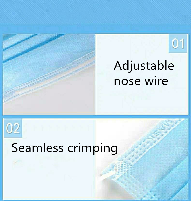 Soft 3 Ply Non Woven Disposable Mouth Mask Non Medical Non Surgical Use