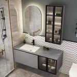 Top Carrara Bathroom Vanity Units Curved White Genuine Marble Color