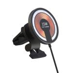 Magnetic Glass Aluminum Alloy Wireless Car Charger Round 15W Removable 2 In 1
