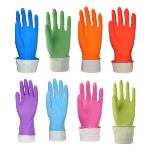 Wholesale Heavy Duty Flock Lined Rubber Gloves Customized Colors Water Resistant from china suppliers