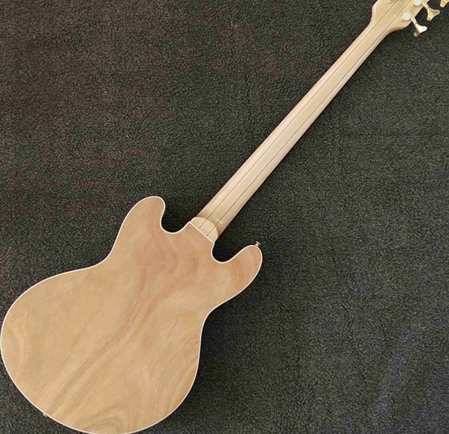 5 Strings Bass Guitar CS Color Electric Guitar,Flamed Top Natural Color Back Hollow Body Golden Hardware Free Shipping