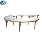 SS Round Curved Gold Rent Wedding Dining Table Hotel Event Big Tables D340XH75