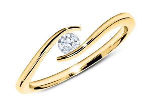 Wholesale Solitaire 14k Yellow Gold Diamond Ring 1.5mm Round Cut With 0.10ct Diamond from china suppliers