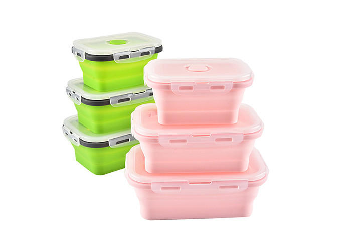 FDA silicone foldable lunch box silicone microwave lunch box portable silicone lunch box