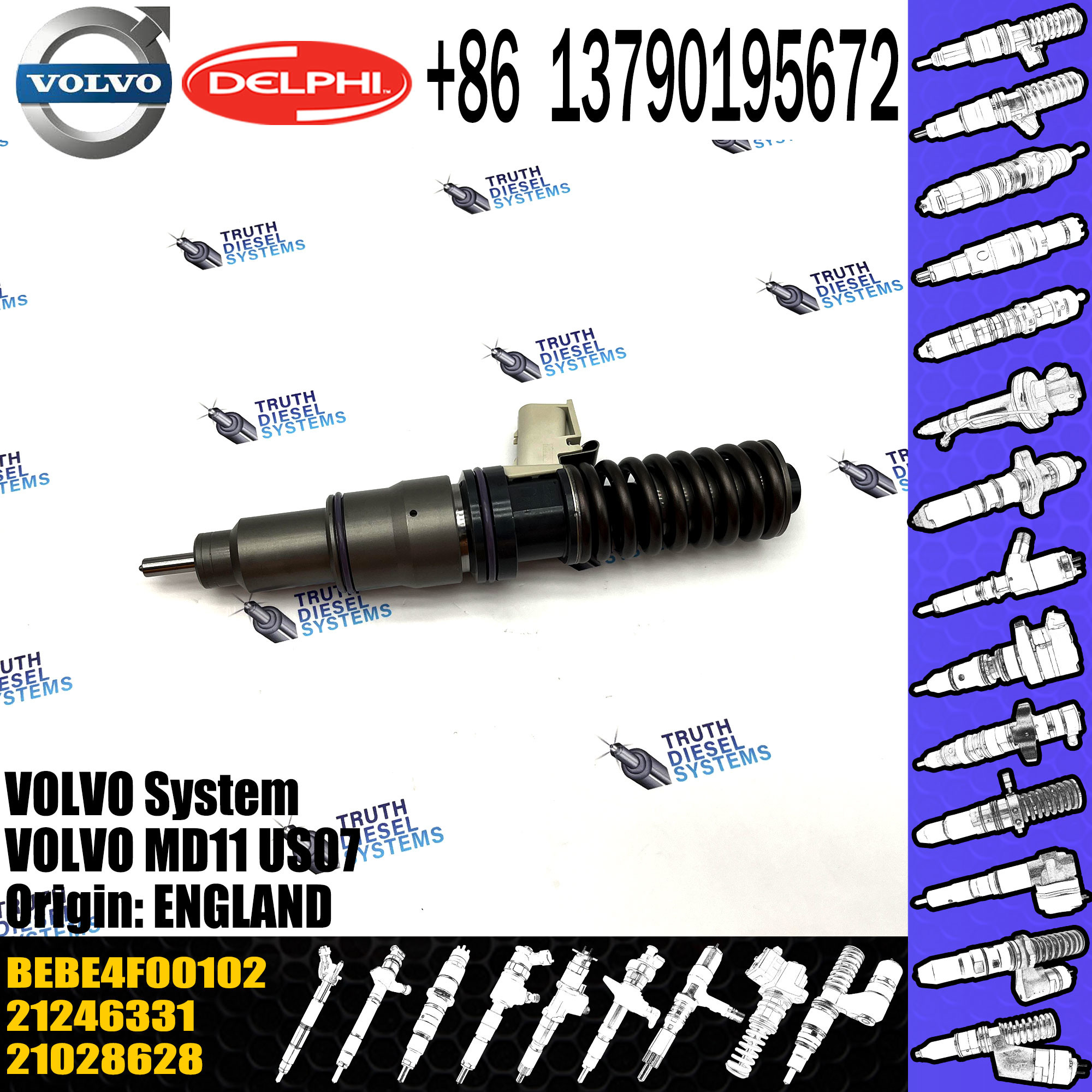 Diesel Fuel Injector 21246331 21028628 BEBE4F00102 For VOL MD11 US07