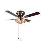 Minimalist Style Antique Brass Crystal Led Ceiling Fan 100lm/w 48inch 4 Blades