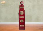 Antique Gas Pump Design Decorative Wooden Cabinet Red Color Wood Floor Rack