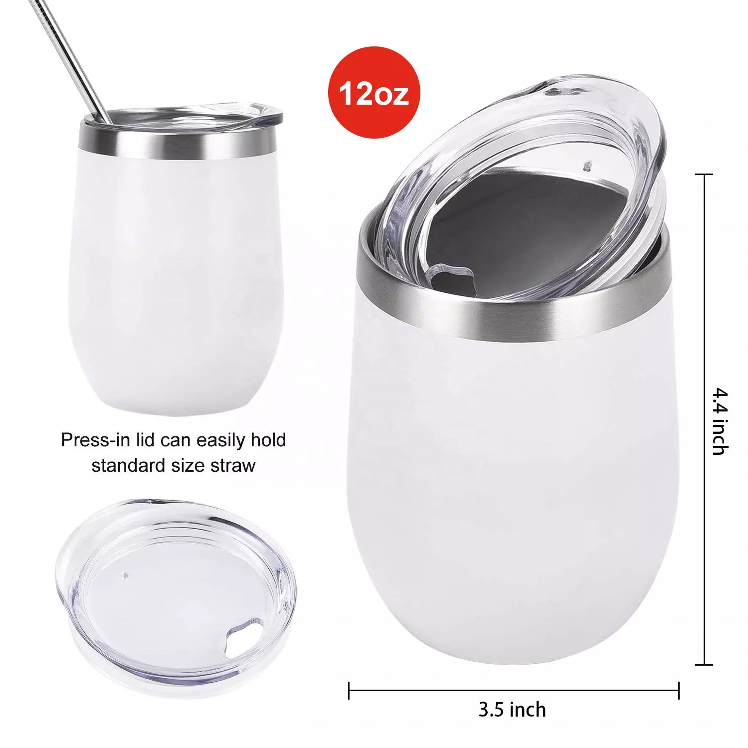 12oz Insulated Wine Tumbler With Lid Double Wall Vacuum Stainless Steel Glass Coffee Mug Insulated Tumbler Cup For Champaign Cocktail Beer