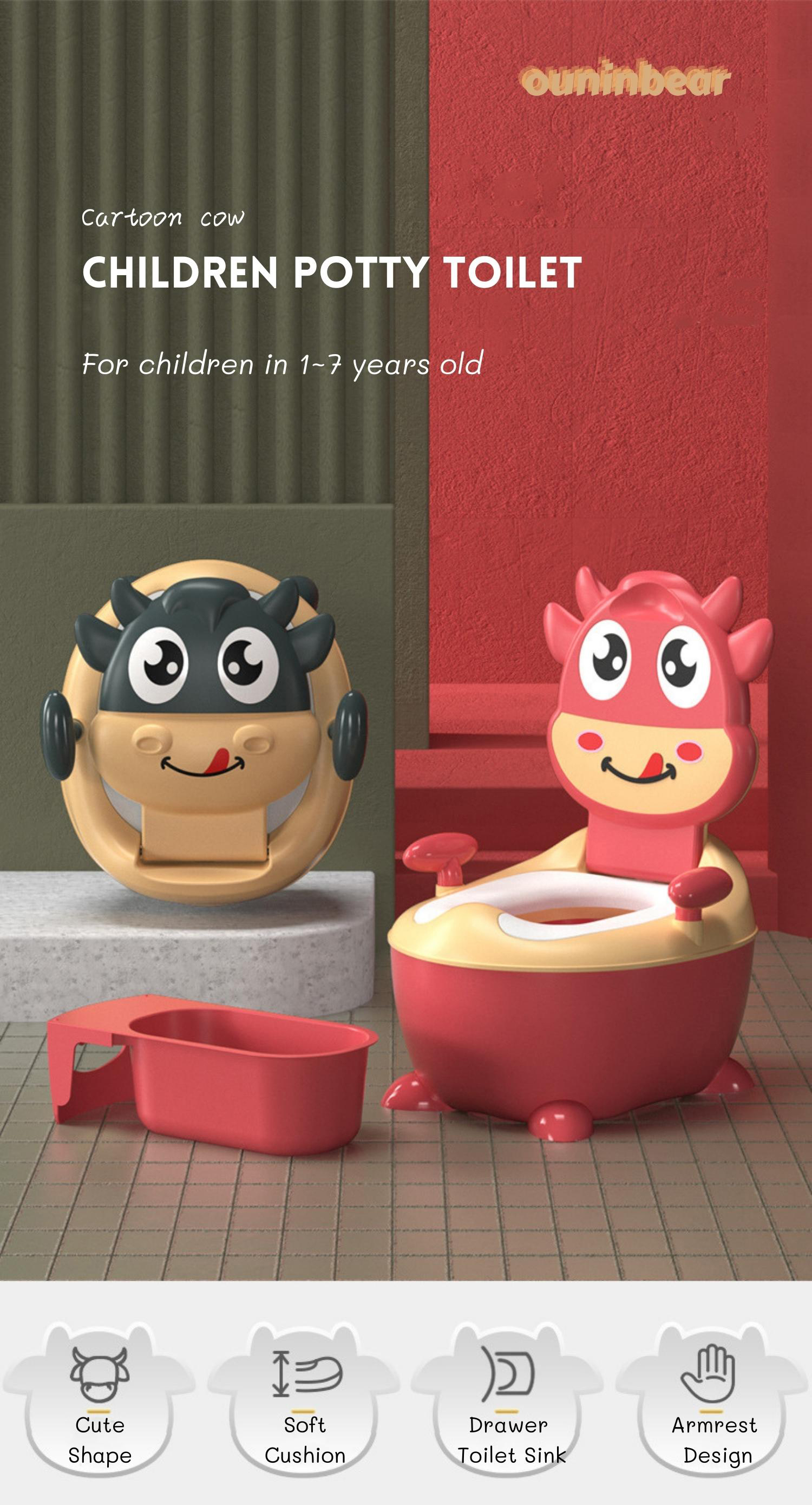 Cow Shape Dark Green Red Baby Training Potty with EN71 Test Certificate