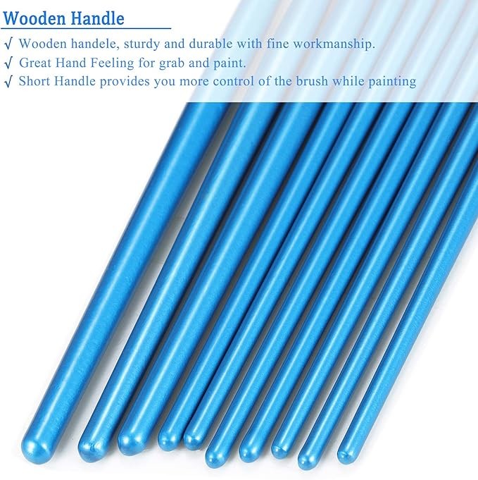 Wooden Handle Acrylic Paint Brush Set 12 Pcs Nylon Hair Paint Brushes For All Purpose