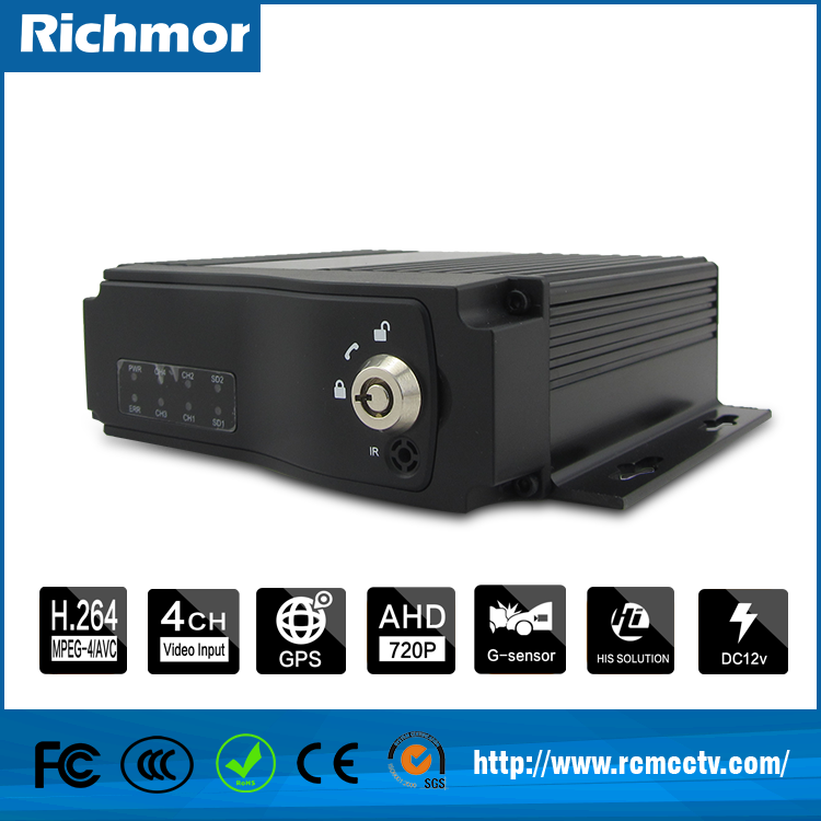 H.264 Mini Size SD MDVR 4CH With 3CH 1080p Camera And 1CH GPS G-Sensor Support