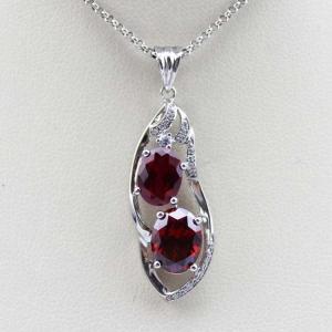 Wholesale 925 Silver Jewelry Red Cubic Zirconia Two Gemtone Pendant (PSJ0379) from china suppliers