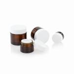 Round Amber Glass Skincare Packaging Customized 20ml 30ml 50ml 80ml 100ml